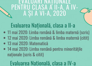 Calendar Evaluari Nationale clasa aII-a, a IV-a si a VI-a, anul scolar 2019-2020
