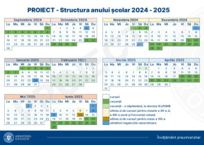 Proiect. Structura anului scolar 2024-2025