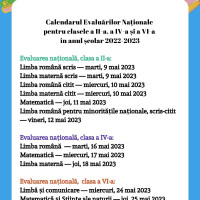 Calendarul evaluarilor nationale pentru clasa a II-a, a IV-a si a VI-a 2023